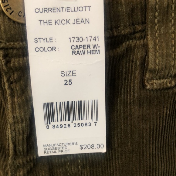 NWT Current Ellliott corduroy kick jean. - Picture 2 of 4